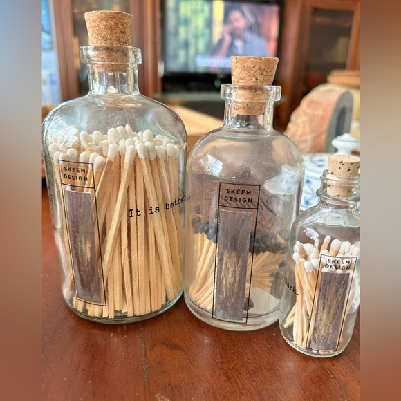 Candle matchsticks -Apothecary Jars with matchsticks,set of calligraphy writing - Picture 4 of 4
